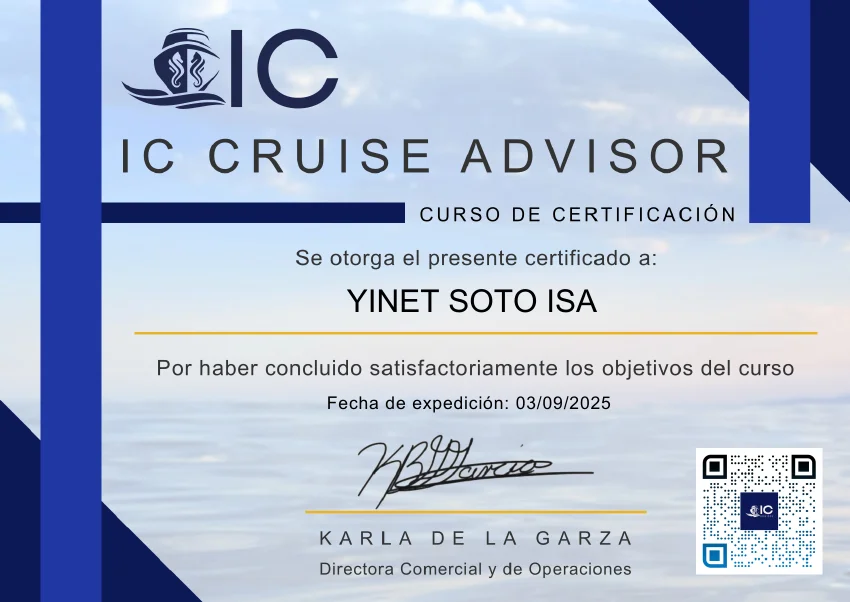 Certificado de IC Cruise Advisor: Asesor de cruceros