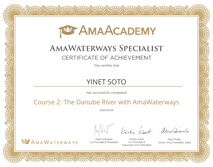 Certificado de AmaWaterways: The Danube River